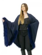 Granci закрытие накидка размер 52 темно-синий лис мех модель крыло большой бархат — изображение 3