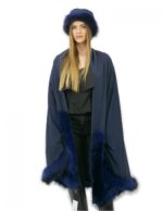 Granci закрытие накидка размер 52 темно-синий лис мех модель крыло большой бархат — изображение 6