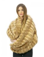 Stola grande pelliccia di rex a listelle con ganci per mani lunga ben 140 centimetri