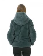Полынь зеленый мех горизонтальная норка 46 капюшон подкладка мех длинные рукава карманы — изображение 6