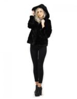 Black horizontal mink fur jacket size 44 long sleeve elegant model - Image 5