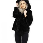 Giacca pelliccia visone orizzontale colore nero taglia 44 manica lunga modello elegante