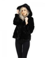 Giacca pelliccia visone orizzontale colore nero taglia 44 manica lunga modello elegante