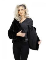 Black horizontal mink fur jacket size 44 long sleeve elegant model - Image 7