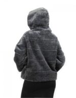 Grey faux fur size 46 short hair with hood and sleeve 3/4 - Image 5