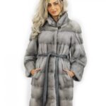 Cappotto in pelliccia di visone taglia 40 con collo coreana cintura in vita manica 3/4