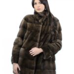 Giacca 80 cm tasche a boccale colore mogano taglia 48 colore scanbrown coulisse sui polsi collo pistagna