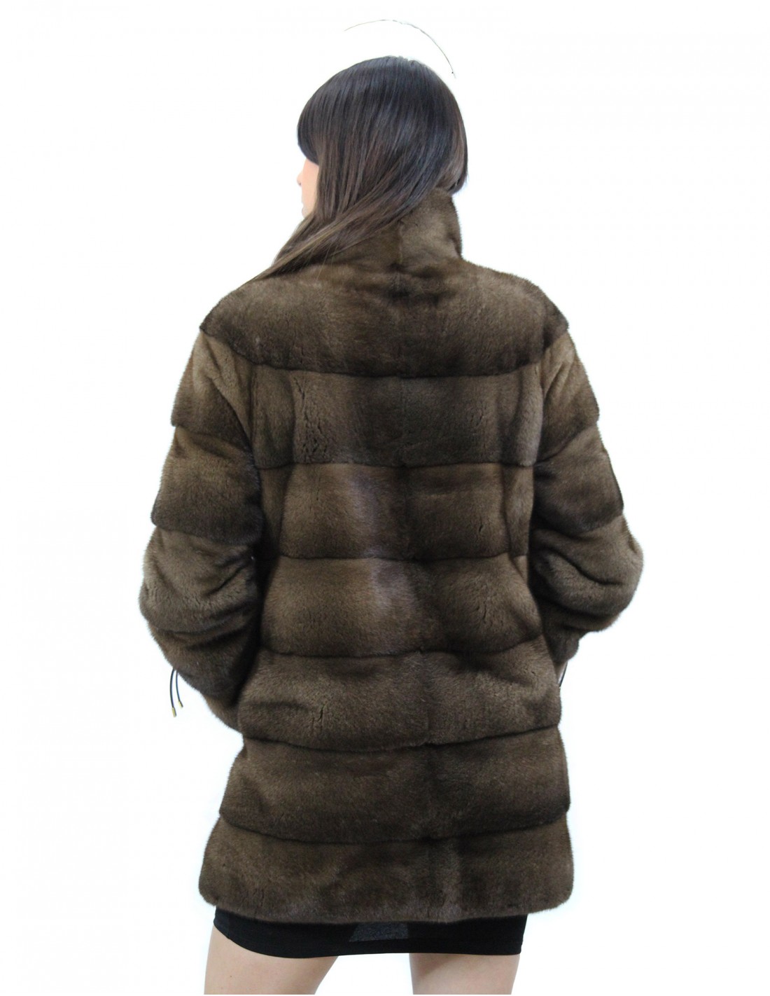 Jacke 80 cm Taschen Becher Mahagoni Größe 48 Farbe scanbrown Kordelzug an den Handgelenken Pistany Kragen – Bild 6