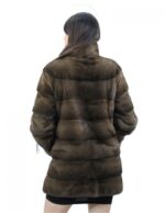 Jacke 80 cm Bechertaschen mahagonifarben Gr. 54 Farbe scanbraun Kordelzug an den Manschetten Kragen – Bild 6