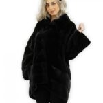Pelliccia giacca taglia 48 mogano visone orizzontale pelliccia collo italiano sceso e tasche esterne