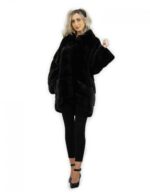 Fur jacket size 48 mahogany horizontal mink fur Italian collar dropped and external pockets - Image 5