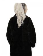 Fur jacket size 48 mahogany horizontal mink fur Italian collar dropped and external pockets - Image 6