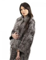 Cashmere cape jacket in Persian fur size 44 with mink fur collar and pocket pockets - Image 3