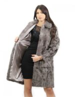 Cashmere cape jacket in Persian fur size 44 with mink fur collar and pocket pockets - Image 7