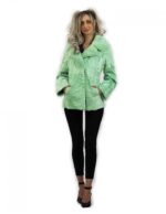 Persische Pelzjacke Größe 44 mit Nerzfell Limettenfarbe langärmeliger Schalkragen im Fell – Bild 5