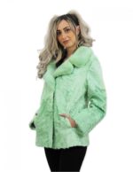 Persische Pelzjacke Größe 44 mit Nerzfell Limettenfarbe langärmeliger Schalkragen im Fell – Bild 3