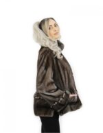 Blulight 48 mink Pelzjacke vollärmelig langärmeliger Pistagna Kragenknopf um den Hals – Bild 4