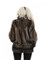 Blulight 48 mink Pelzjacke vollärmelig langärmeliger Pistagna Kragenknopf um den Hals – Bild 6