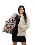 Pearl hooded jacket 70 cm long size 42 horizontal mink fur external pockets - Image 7