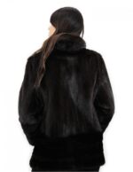 Mahogany mink fur coat size 48 horizontal and full leather pistachio neck 48 transport - Image 6
