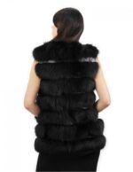Black sleeveless vest size 44 fox fur vest with hood and outer drawstring pockets at the waist - Image 6