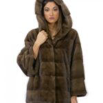 Pelliccia di visone con cappuccio 48 coulisse polsi vestibilità larga comodo