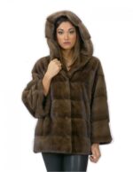 Pelliccia di visone con cappuccio 48 coulisse polsi vestibilità larga comodo