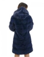 Coat 92 cm long size 44 mink fur blue hood - Image 7