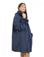 60 Fur Rex reversible coat down side and blue fur side with hood - Image 4