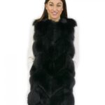 Gilet di pelliccia di volpe nero taglia 48 con pelle scamosciata e chiusura ganci