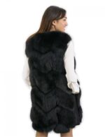 Schwarze Fuchsfellweste Größe 52 mit Veloursleder und Hakenverschluss – Bild 6