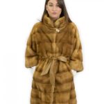Cappotto pelliccia visone 46 gold manica 3/4 lungo 90 cm tasche esterne