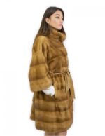 Mink fur coat 46 gold sleeve 3/4 long 90 cm external pockets - Image 4