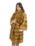 Mink fur coat 46 gold sleeve 3/4 long 90 cm external pockets - Image 3