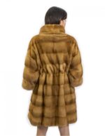 Mink fur coat 46 gold sleeve 3/4 long 90 cm external pockets - Image 6