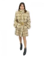 Пальто luppon sun braschi 44 бежевый 90 см длиной с пуговицами корейский воротник и пояс — изображение 5