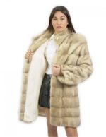 Пальто luppon sun braschi 44 бежевый 90 см длиной с пуговицами корейский воротник и пояс — изображение 7