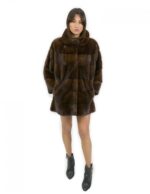 Mahogany mink bell fur 46 with inner drawstring waist Korean neck sleeve 3/4 - Image 5