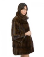 Mahogany mink bell fur 46 with inner drawstring waist Korean neck sleeve 3/4 - Image 4