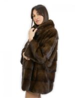 Mahogany mink bell fur 46 with inner drawstring waist Korean neck sleeve 3/4 - Image 3
