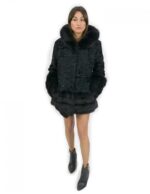 Persische Pelzjacke mit Fuchseinsätzen in Größe 50 Bänder mit Kapuze und langen Ärmeln – Bild 4