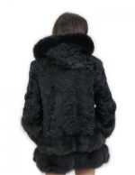 Persische Pelzjacke mit Fuchseinsätzen in Größe 50 Bänder mit Kapuze und langen Ärmeln – Bild 5