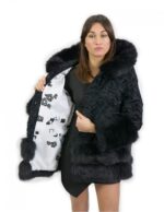 Persische Pelzjacke mit Fuchseinsätzen in Größe 50 Bänder mit Kapuze und langen Ärmeln – Bild 6