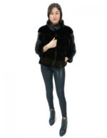Short mahogany jacket in horizontal mink fur 42 sleeves 3/4 pistachio collar external pockets - Image 5