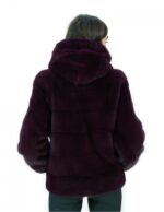 Горизонтальная норковая шуба Burgundy 42 с эластичными манжетами, капюшоном, внешними карманами — изображение 6