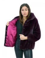 Горизонтальная норковая шуба Burgundy 42 с эластичными манжетами, капюшоном, внешними карманами — изображение 7