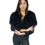 Black lapin fur cape size 46 in horizontal processing 40 cm high