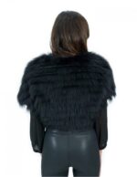 Schwarzes Lapinfell Cape Größe 46 in horizontaler Verarbeitung 40 cm hoch – Bild 5