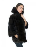 Aurora горизонтальный норка капюшон куртка 44 рукава 3/4 крючка и застежка карманов — изображение 4