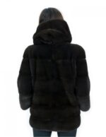 Aurora горизонтальный норка капюшон куртка 44 рукава 3/4 крючка и застежка карманов — изображение 6